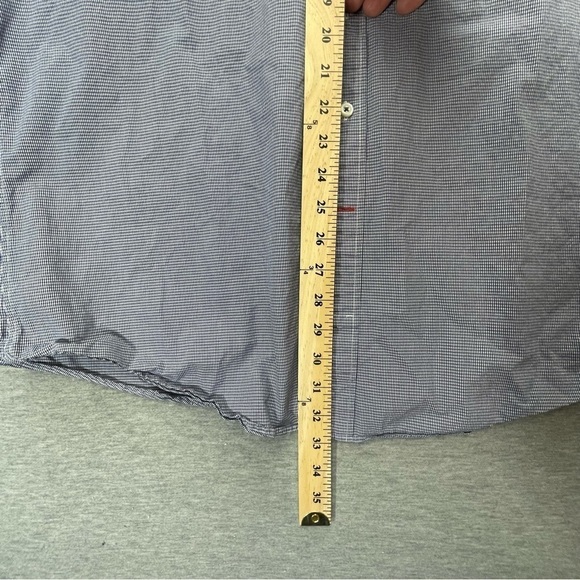 THOMAS Pink Men’s Blue White Plaid Shirt Size XL Short Sleeve Embroidered - Picture 8 of 9